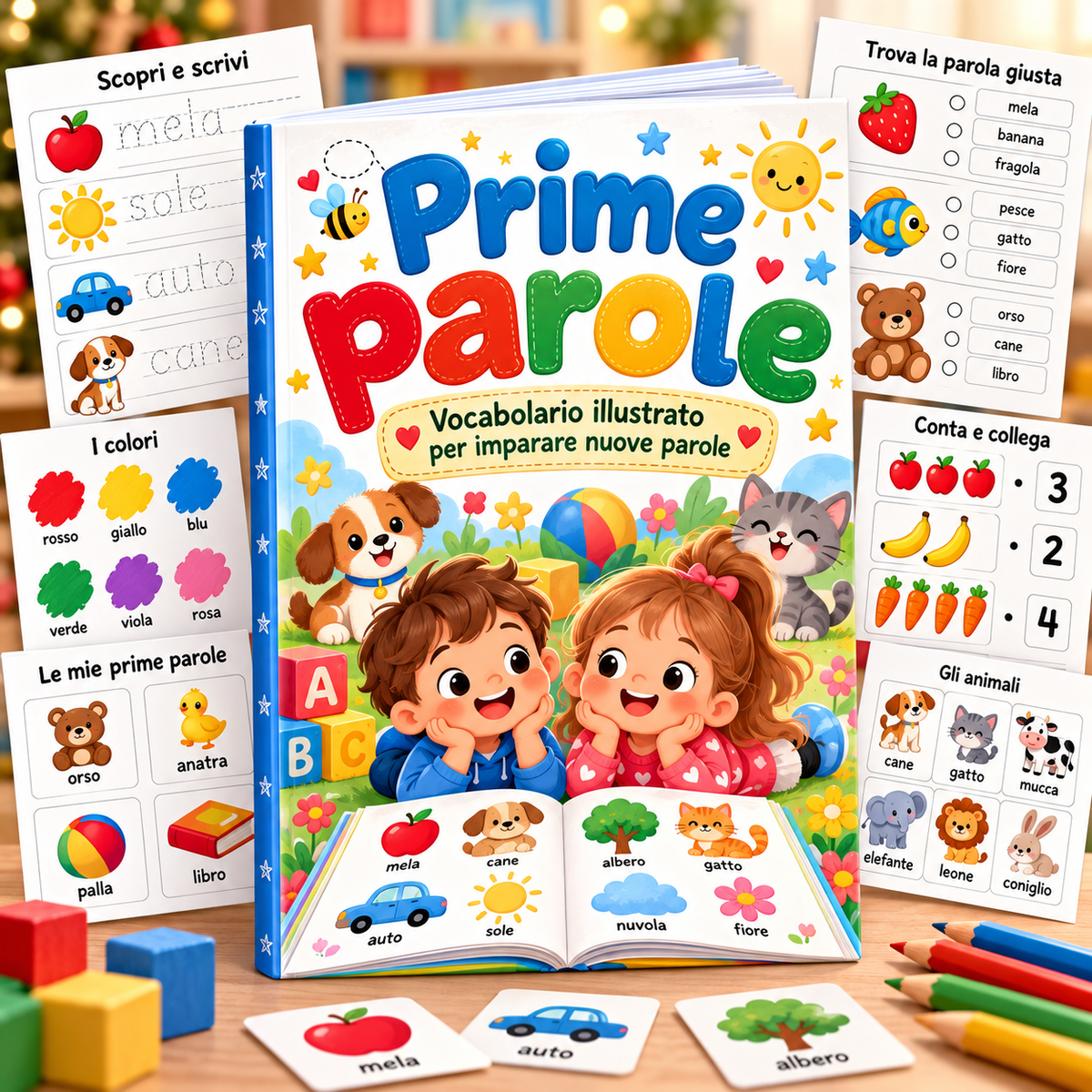 La Biblioteca dei Piccoli – 10 Quaderni di Attività da Stampare (3–10 anni)