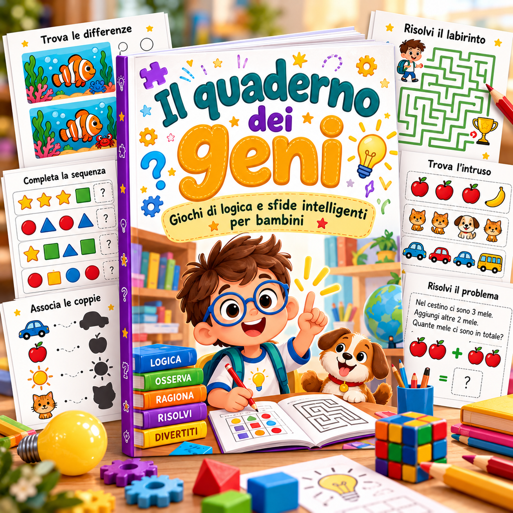 La Biblioteca dei Piccoli – 10 Quaderni di Attività da Stampare (3–10 anni)