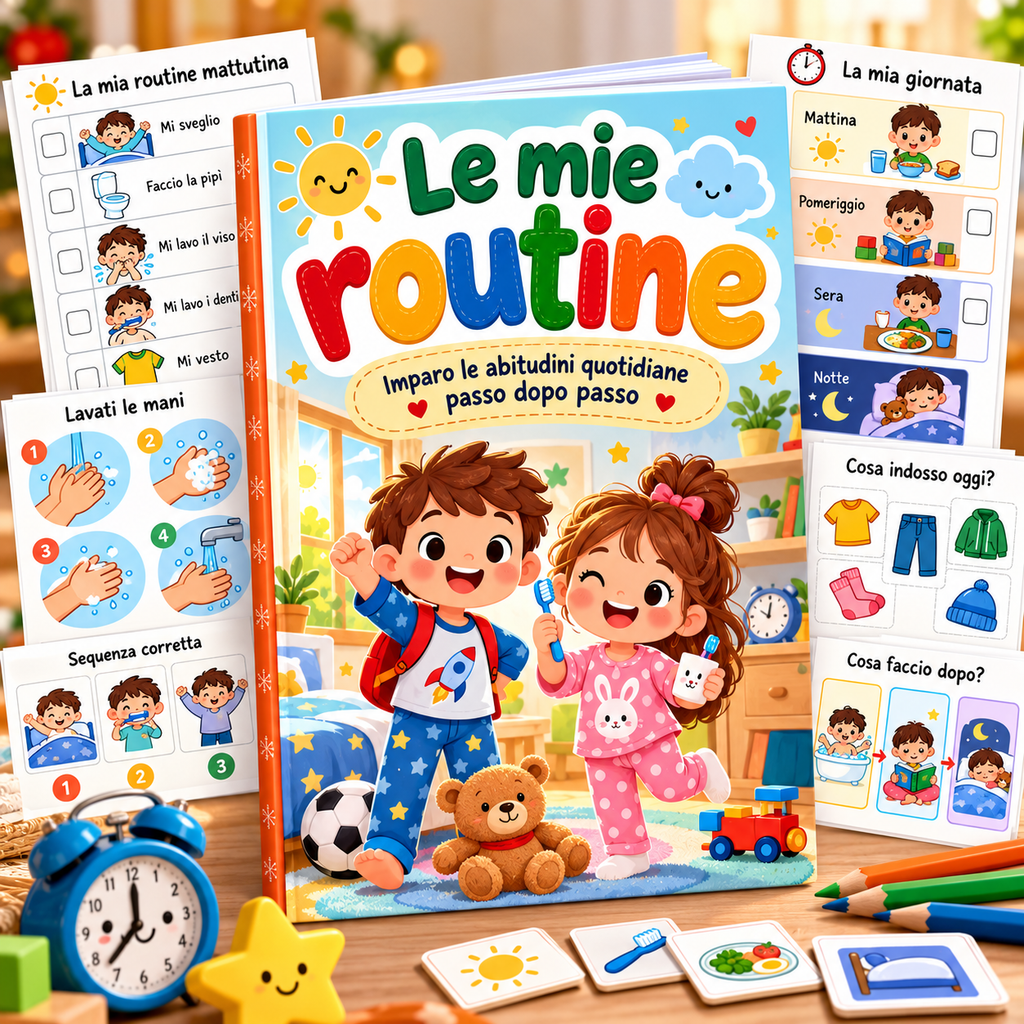 La Biblioteca dei Piccoli – 10 Quaderni di Attività da Stampare (3–10 anni)