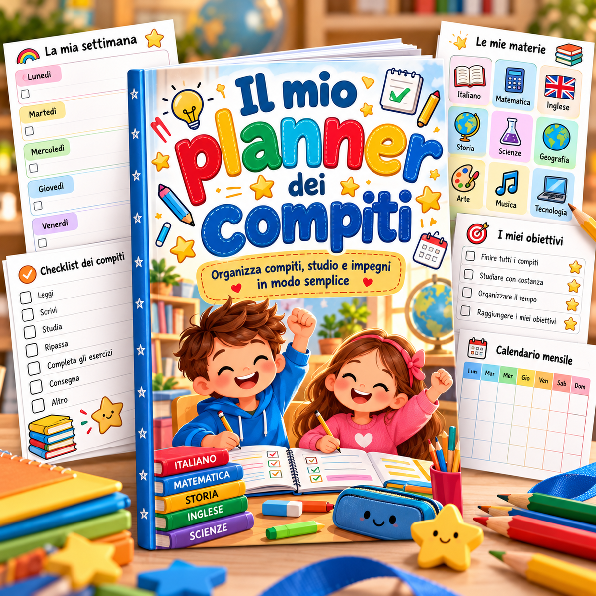 La Biblioteca dei Piccoli – 10 Quaderni di Attività da Stampare (3–10 anni)