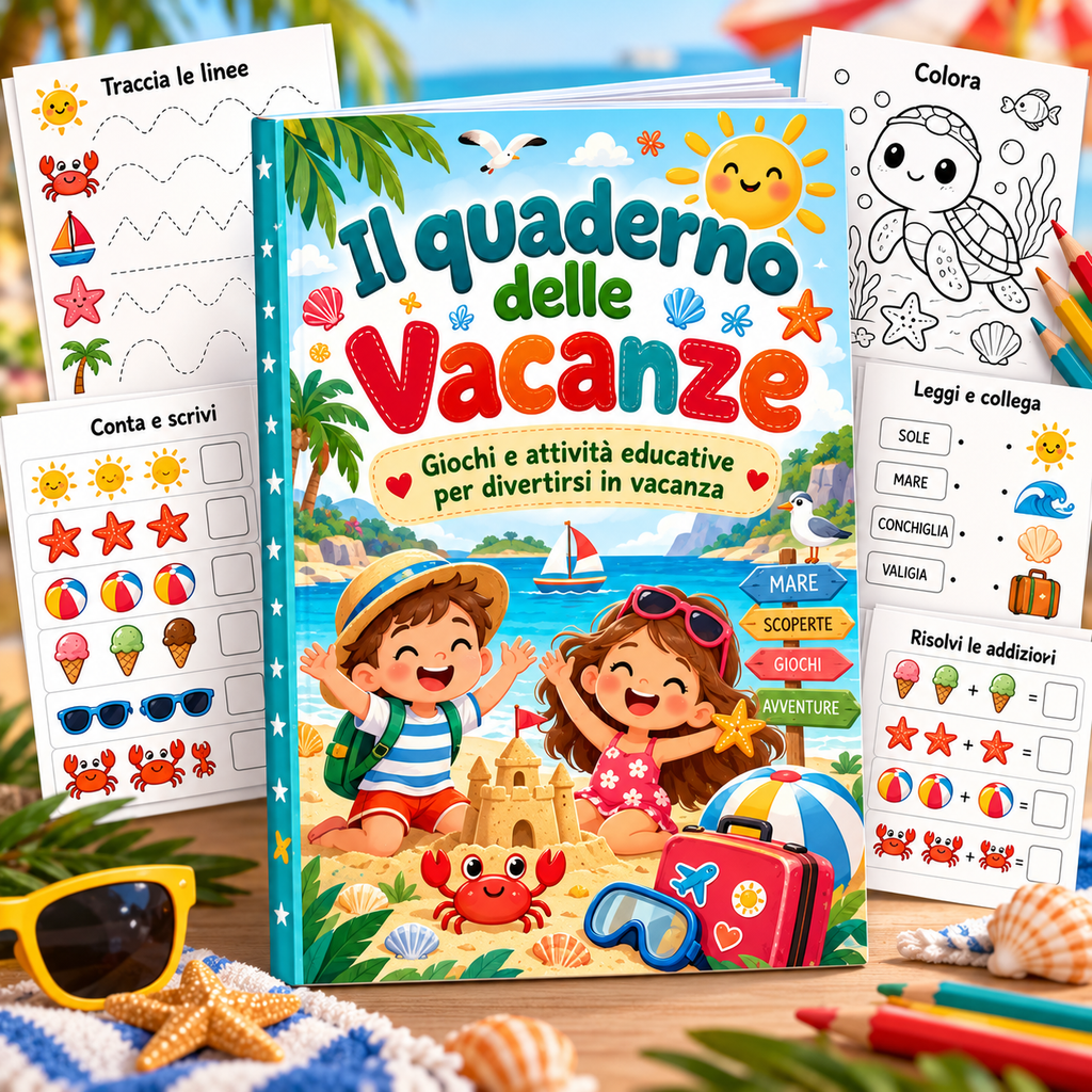 La Biblioteca dei Piccoli – 10 Quaderni di Attività da Stampare (3–10 anni)